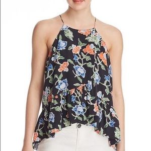 Joie Derwin floral silk top ruffled hem